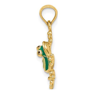 14K Yellow Gold Green Enamel Frog Charm – view 3