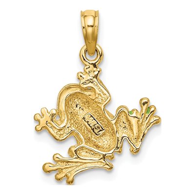 14K Yellow Gold Green Enamel Frog Charm – view 4