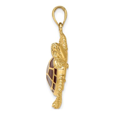 14K Yellow Gold 3-D Sea Turtle Charm – view 3