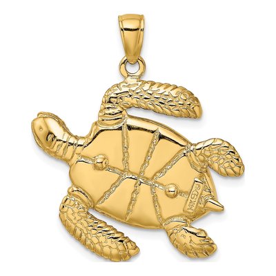 14K Yellow Gold 3-D Sea Turtle Charm – view 5