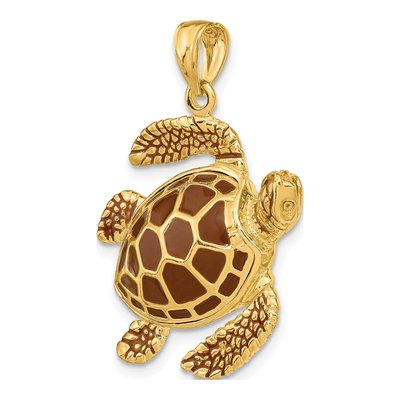 14K Yellow Gold 3-D Sea Turtle Charm – view 6
