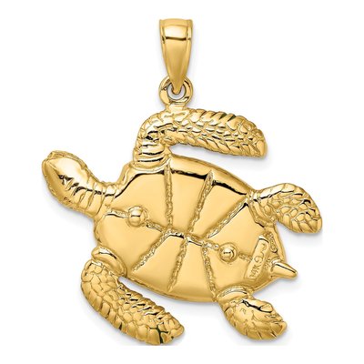 14K Yellow Gold 3-D Green Enamel Sea Turtle Charm – view 5