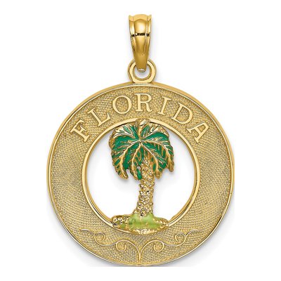 14K Yellow Gold Florida Palm Tree Charm