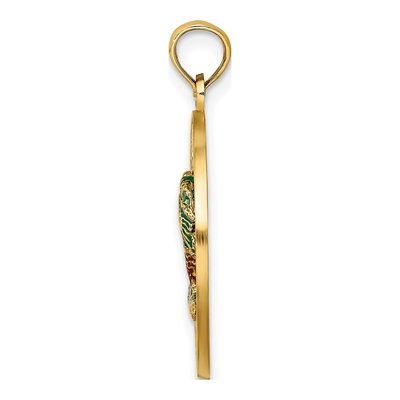 14K Yellow Gold Florida Enamel Palm Trees Circle Charm – view 3