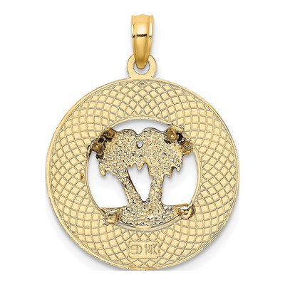 14K Yellow Gold Florida Enamel Palm Trees Circle Charm – view 5
