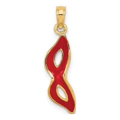 14K Yellow Gold Masquerade Mask Pendant