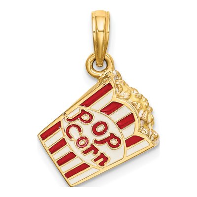 14K Yellow Gold 3-D Enamel Bag of Popcorn Charm – view 4