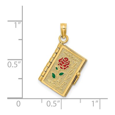 14K Yellow Gold Enameled LOVE Bible Verse Book Pendant – view 8