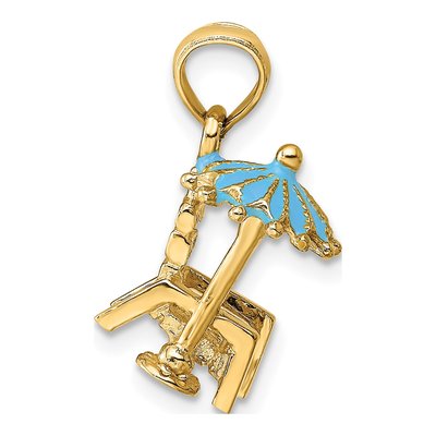 14K Yellow Gold 3D Beach Chair Charm – view 3