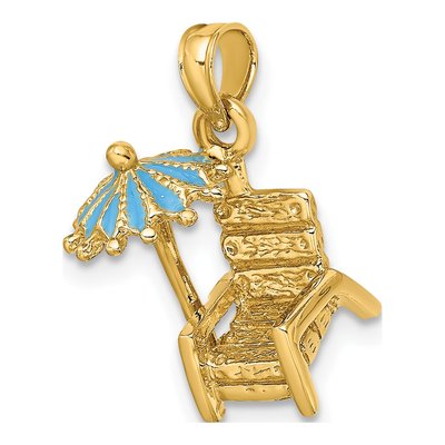 14K Yellow Gold 3D Beach Chair Charm – view 6