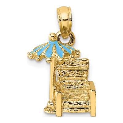 14K Yellow Gold 3D Beach Chair Charm