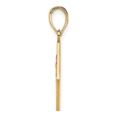 14K Yellow Gold Red Enamel Caduceus Disc Charm – view 3