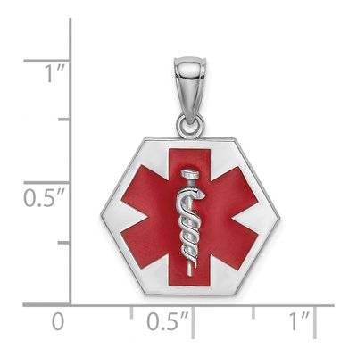 14K White Gold Red Enamel Caduceus Medical Charm – view 4