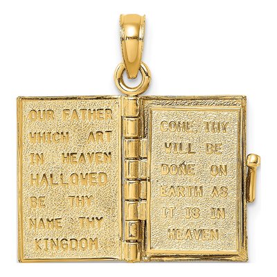 14K Yellow Gold Blue Enamel Bible Pendant – view 7