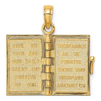 14K Yellow Gold Blue Enamel Bible Pendant – view 8