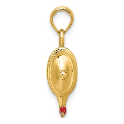 14K Yellow Gold Red Enamel 3D Genie Lamp Charm – view 3