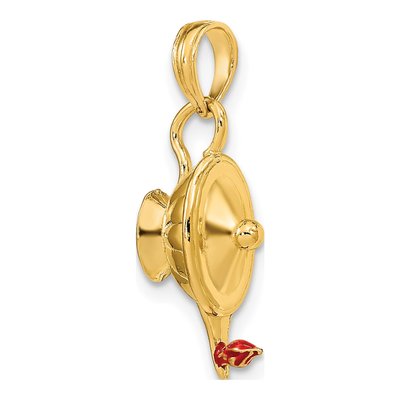14K Yellow Gold Red Enamel 3D Genie Lamp Charm – view 6