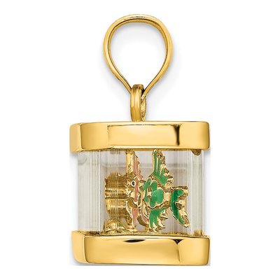14K Yellow Gold 3-D Fish Aquarium Moveable Charm – view 3