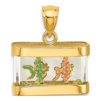 14K Yellow Gold 3-D Fish Aquarium Moveable Charm – view 4