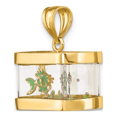 14K Yellow Gold 3-D Fish Aquarium Moveable Charm – view 5