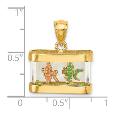 14K Yellow Gold 3-D Fish Aquarium Moveable Charm – view 6