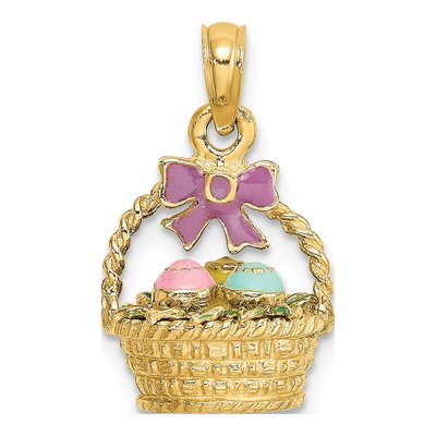 14K Yellow Gold 3-D Easter Basket Charm