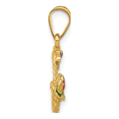 14K Yellow Gold Enameled Easter Basket Pendant – view 3