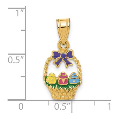 14K Yellow Gold Enameled Easter Basket Pendant – view 5