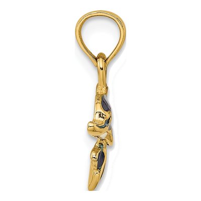 14K Yellow Gold Blue Enamel Dolphin Charm – view 3