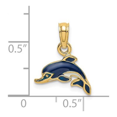 14K Yellow Gold Blue Enamel Dolphin Charm – view 4