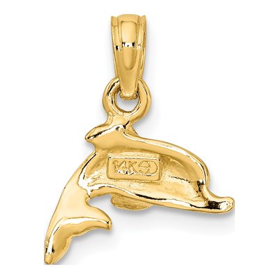 14K Yellow Gold Blue Enamel Dolphin Charm – view 5