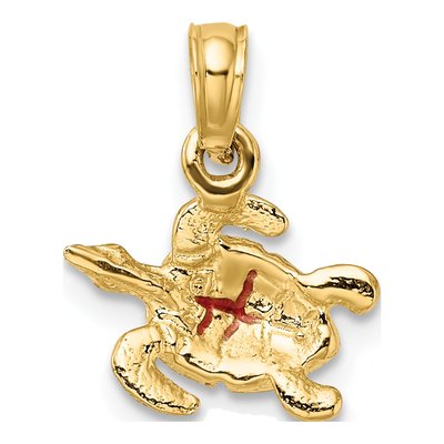 14K Yellow Gold Brown Enamel Sea Turtle Charm – view 5