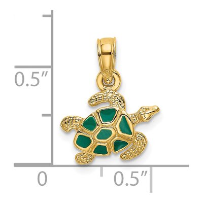 14K Yellow Gold Textured Sea Turtle Charm – view 4