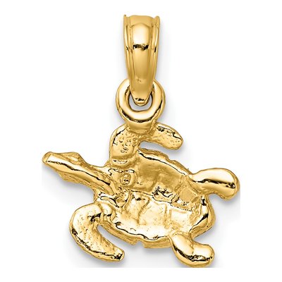 14K Yellow Gold Textured Sea Turtle Charm – view 5