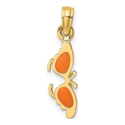14K Yellow Gold Orange Enamel Sunglasses Charm
