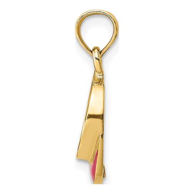 14K Yellow Gold Fuchsia Enamel Sun Visor Charm – view 3