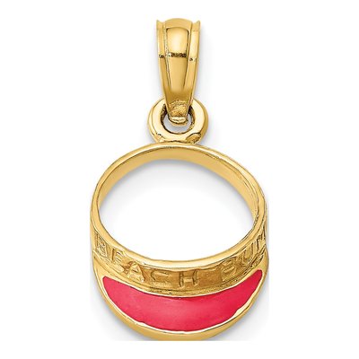 14K Yellow Gold Fuchsia Enamel Sun Visor Charm – view 5