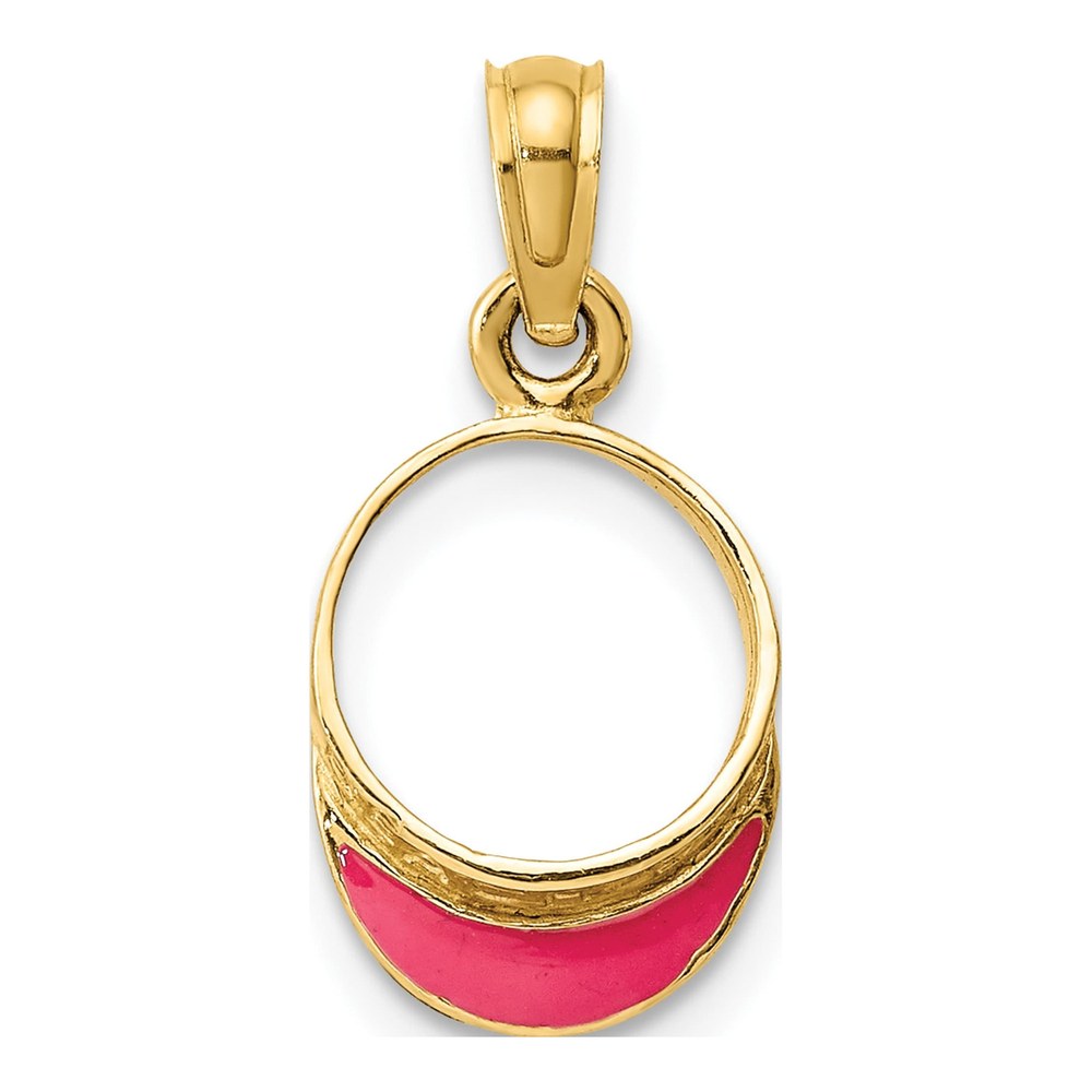 14K Yellow Gold Fuchsia Enamel Sun Visor Charm