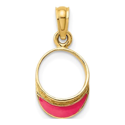14K Yellow Gold Fuchsia Enamel Sun Visor Charm