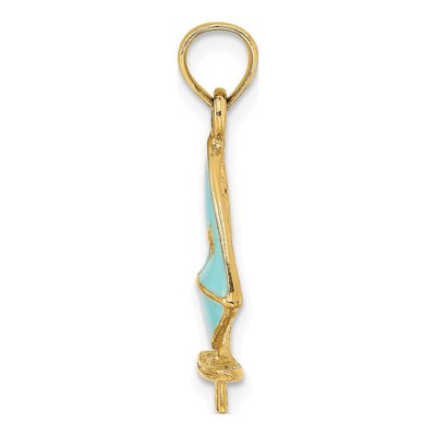 14K Yellow Gold Aqua Enamel Surfboard Pendant – view 3