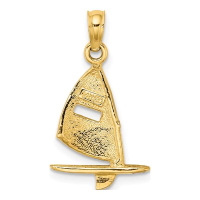 14K Yellow Gold Aqua Enamel Surfboard Pendant – view 4