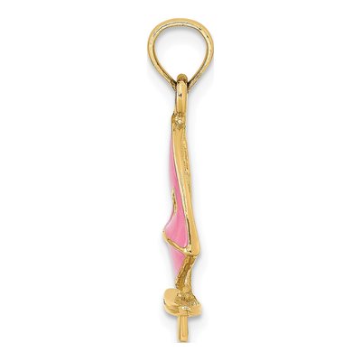 14K Yellow Gold Pink Enamel Surfboard Charm – view 3
