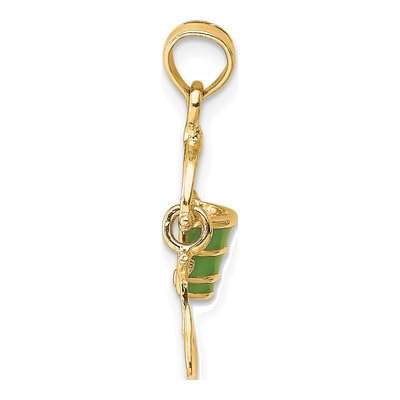 14K Yellow Gold Green Enameled Beach Bucket Charm – view 3
