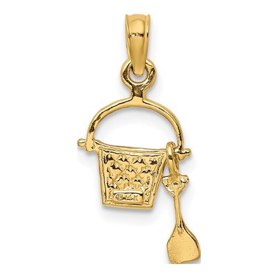 14K Yellow Gold Green Enameled Beach Bucket Charm – view 4