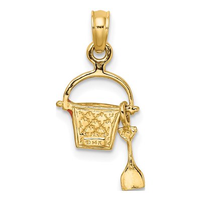 14K Yellow Gold Orange Enamel Beach Bucket Shovel Charm – view 4