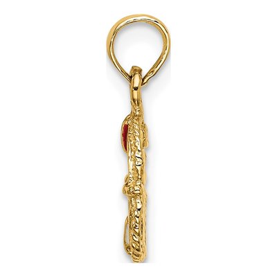 14K Yellow Gold Red Enamel Life Preserver Charm – view 3