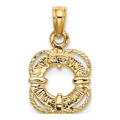 14K Yellow Gold Red Enamel Life Preserver Charm – view 5