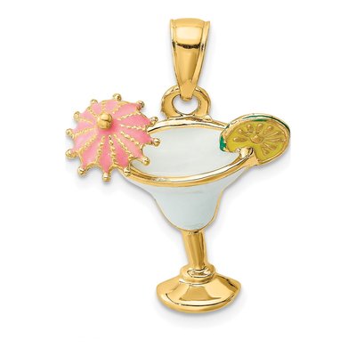 14K Yellow Gold Enameled Margarita Drink Charm