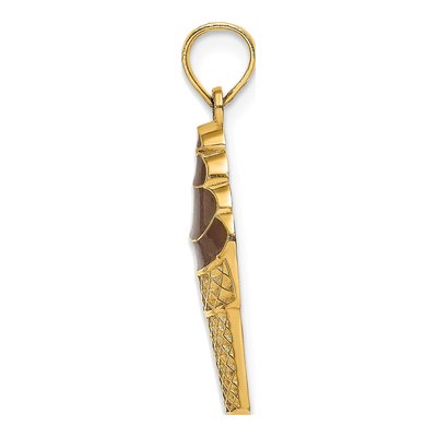 14K Yellow Gold Brown Enamel Chocolate Ice Cream Cone Charm – view 3