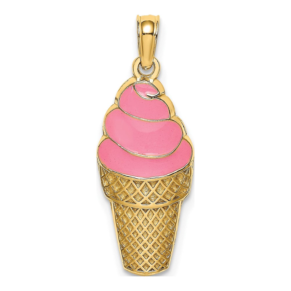 14K Yellow Gold Strawberry Ice Cream Charm